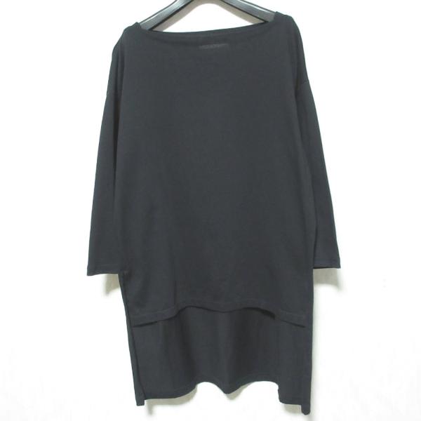 美品 Americana アメリカーナ ボートネック 七分袖 アシンメトリーヘム カットソー ブラッ...