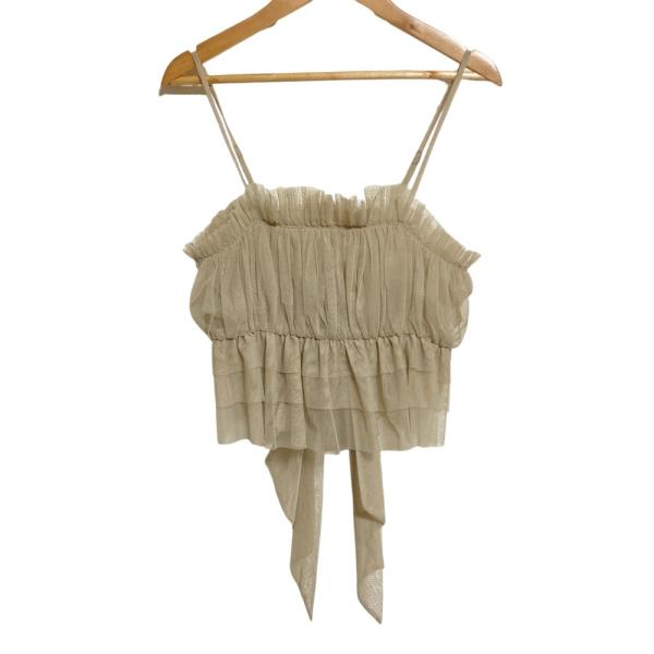 美品 23AW SNIDEL スナイデル チュールバックリボンビスチェ F ベージュ レディース 古...