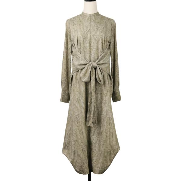 美品 CLANE クラネ WAIST RIBBON PYTHON ONE PICE ウエストリボンパ...