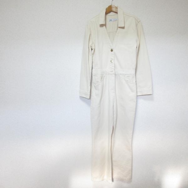 美品 ZARA ザラ オールインワン ジャンプスーツ M アイボリー レディース 古着 中古