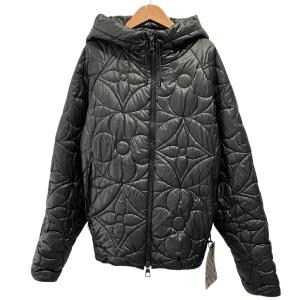 良品 Louis Vuitton ルイヴィトン モノグラム フラワー キルテッド フーディ ジャケット HMB47W サイズ50 ブラック メンズ 古着 中古