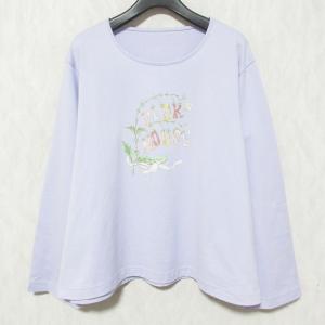 美品 PINK HOUSE ピンクハウス スイートピー ロゴプリント カットソー ロングスリーブ Tシャツ A2151UP0220 パープル レディース 古着 中古