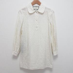未使用 GUCCI グッチ GG ジャガード プルオーバーチュニックブラウス 627302 サイズ36 ホワイト レディース 古着 中古