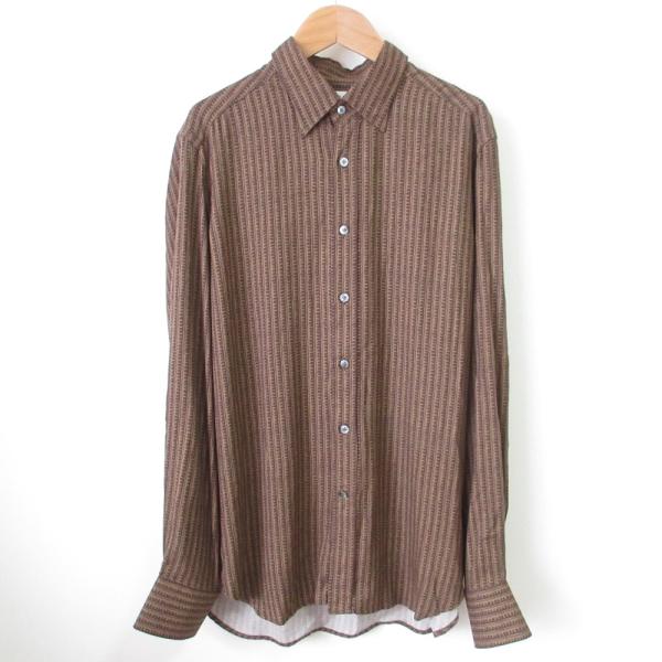 美品 BAGUTTA バグッタ 総柄 ロングスリーブ シャツ ENEA サイズM ブラウン メンズ ...