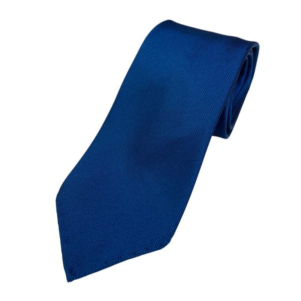 美品 Brioni ブリオーニ シルク ソリッドネクタイ レギュラー ブルー メンズ 古着 中古