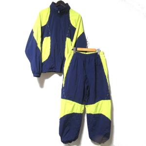 良品 23AW Supreme シュプリーム Logo Piping Hooded Track Jacket track pants ナイロン セットアップ Mサイズ ネイビー×イエロー メンズ 古着 中古