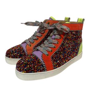 新品同様 CHRISTIAN LOUBOUTIN クリスチャンルブタン ルイス スワロフスキー ハイカットスニーカー 39 26cm相当 マルチカラー メンズ レディース 古着 中古