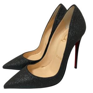 未使用 Christian Louboutin クリスチャンルブタン デコルテ グリッター ポインテッドトゥパンプス サイズ35 1/2 約22.5cm ブラック レディース 古着 中古