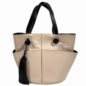 良品 TOD'S トッズ タッセル バケットバッグ ハンドバッグ ピンクベージュ レディース 古着 中古