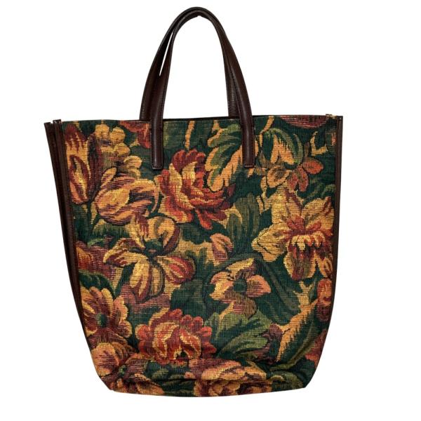 新品同様 TOPKAPI トプカピ TREASURE フラワー トートバッグ グリーン ブラウン レ...
