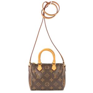 LOUIS VUITTON ルイヴィトン ナノ スピーディ モノグラム ショルダーポーチ ミニバッグ M61252 ブラウン レディース 古着 中古
