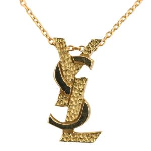 美品 Yves Saint Laurent イヴサンローラン YSL K18 トップペンダント チェーンネックレス ゴールド レディース 古着 中古