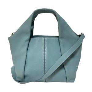 美品 TOD'S トッズ シャツバッグ ショッピングミニ 2WAY ショルダーバッグ ライトブルー レディース 古着 中古