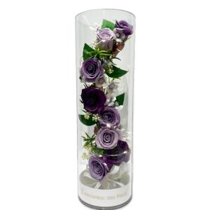 BIO LED ソープフラワー フラワーボトル 光る 花 ギフト おしゃれ 円柱 ガラスボトル 枯れない インテリアライト 誕生日 母の日 プレゼント