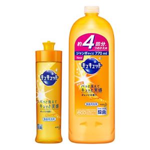 【まとめ買い】キュキュット 食器用洗剤 オレンジの香り 本体 240ml + 詰め替え 770ml 2個アソート｜kiholdings