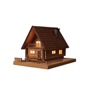ウッディジョー 灯2 ログハウス 森の家 木製模型｜kiiroihachi