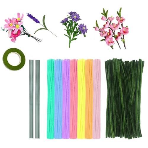 DIFEIUKI 手芸モール カラーモール 300本 手作り ポピー 小花 花束 DIY造花 花束 ...