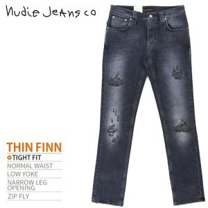 ヌーディージーンズ Nudie Jeans ジーンズ デニム パンツ メンズ ダメージ加工 ユーズド加工 オーバーダイ加工 THIN FINN シンフィン 20MONTHS｜kiiroya-import