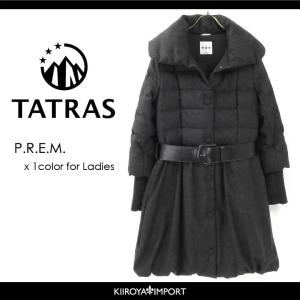 タトラス TATRAS ダウンコート レディース カシミヤ混リブ切替ベルト付き裾絞り紐付き PREM｜kiiroya-import