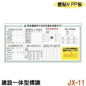 建設一体型標識 JX-12 壁貼りタイプ PP製 建設業の許可票 / 労災保険