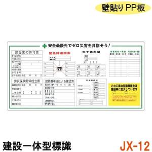 建設一体型標識 JX-10 壁貼りタイプ PP製 建設業の許可票 / 労災