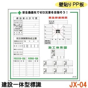 建設一体型標識 JX-04 壁貼りタイプ PP製 建設業の許可票