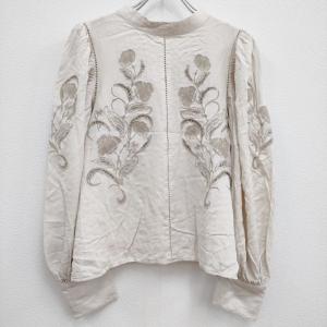 Ameri VINTAGE EMBROIDERY PUFF BLOUSE 刺繍 サイズF ブラウス シャツ ベージュ アメリヴィンテージ 4-0318M 223935