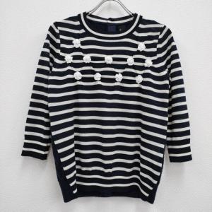 tricot COMME des GARCONS TT-N011 バックボタン 切替ボーダーニット AD2017 ネイビー ホワイト トリココムデギャルソン 3-1013T 224538｜kiitti