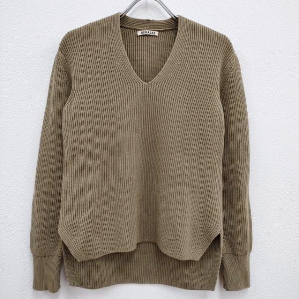 AURALEE Vネック リブ SUPER FINE WOOL RIB KNIT P/O A6AV0...
