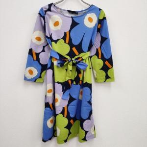 marimekko 新品 TUPARIT Unikko 定価18900円 サイズXS チュニック ワンピース ブルー グリーン マリメッコ 4-0405M 233328｜kiitti