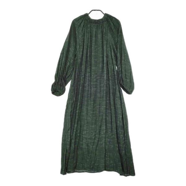 WHYTO. チェック地織ビスコース ギャザーネックドレス wht21fop1ワンピース グリーン ...