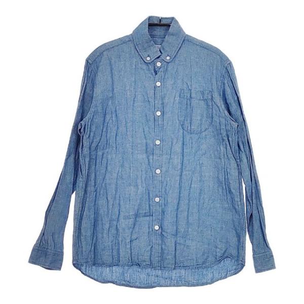 R&amp;D.M.Co- コットン リネン ボタンダウン ダンガリー 長袖シャツ ブルー オールドマンズテ...