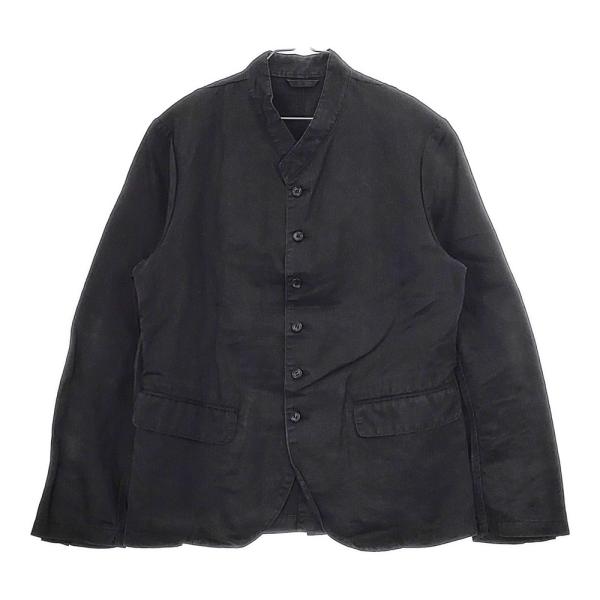 R&amp;D.M.Co- コットン リネン バンドカラー シャツジャケット ジャケット ブラック オールド...