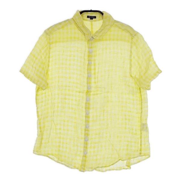 R&amp;D.M.Co- ギンガムチェック リネン ブラウス シャツ イエロー ホワイト オールドマンズテ...