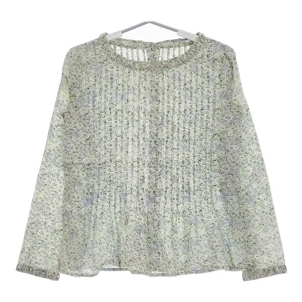 R&amp;D.M.Co- 花柄 ピンタック バックボタン ブラウス シャツ ライトグリーン ラベンダー オ...