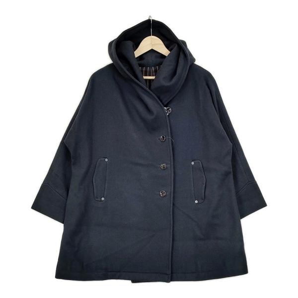 LOISIR ウール フーディ サイズ36 Aライン コート ネイビー ロワズィール 5-1024A...