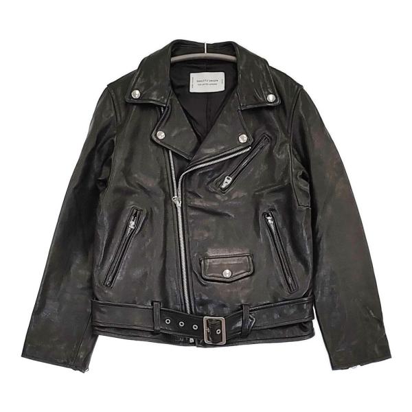 beautiful people UNITED ARROWS別注 ラムレザー 羊革 150 ダブルラ...