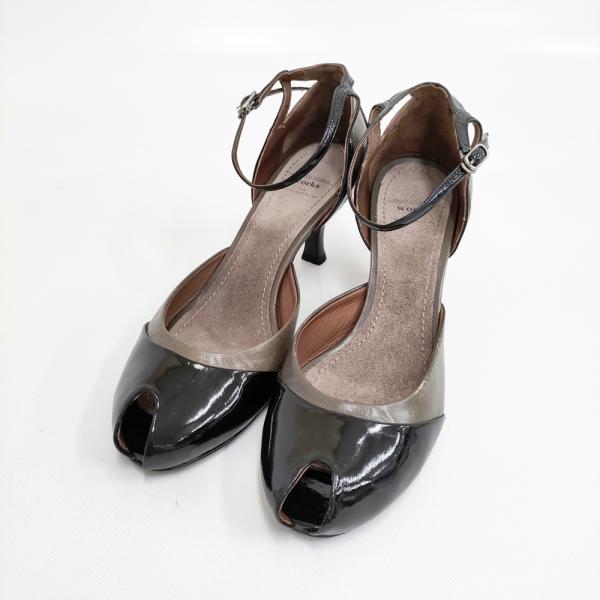 RABOKIGOSHI WORKS バイカラー オープントゥ サイズ25cm アンクルベルト パンプ...