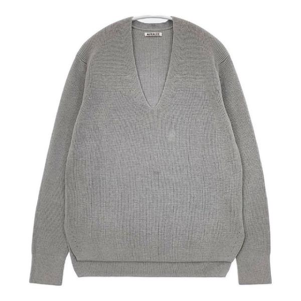 AURALEE ハードツイストリブニット A6SV05TR コットン セーター ニット グレー オー...