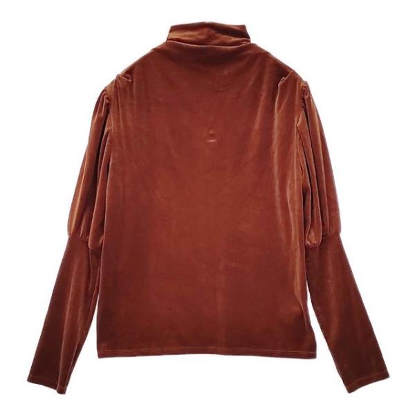 AMERI OVER GATHER SLEEVE TOP ベロアトップス ブラウス シャツ ブラウン...