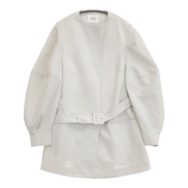 AMERI 01010621020 ノーカラー ベルト付き ジャケット オフホワイト アメリ 6-0...