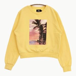 STUSSY クルーネック ヤシの木 プリント サイズS スウェット イエロー ステューシー 6-0328M 280664