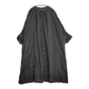 nest Robe リネンスモックドレスワンピース 01213-1054-1 ギャザー ワンピース ブラック ネストローブ 6-0403M 281683