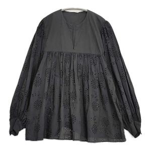 Toujours Classic Smock Shirt スモックシャツ カットワーク 定価59400円 サイズ2 ブラウス シャツ ブラック トゥジュー 6-0626M 289582
