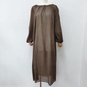 raspail コットン スモックドレス ROP-105 定47300円 楊柳 ギャザーオフショルダーシアーワンピース ブラウン ラスパイユ6-0806M 292085