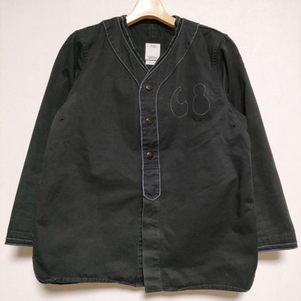 VISVIM DUGOUT SHIRT ダグアウト ノーカラー ベースボール  長袖シャツ ブラック...