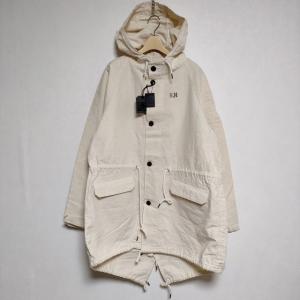 45R 高密度ギャバの908モッズ ステンカラー コート オフホワイト　フード 45R 45R/45rpm 薄高密度ギャバの908モッズステンカラーコート 4 定価