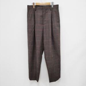 AURALEE BLUEFACED WOOL CHECK WIDE SLACKS 定価38500円 サイズ3 パンツ ブラウン オーラリー 4-0111T F95096｜kiitti