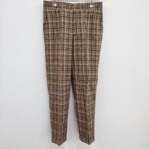 AURALEE LINEN SILK CHECK SLACKS A23SP02NC チェック サイズ4 パンツ ブラウン オーラリー 4-0503M F96023｜kiitti