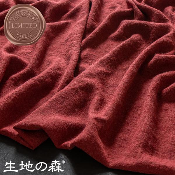 【限定版】綾織りラミーリネンウール25番手 特別色 ラスティーレッド 生地の森 50cm単位 限定色...
